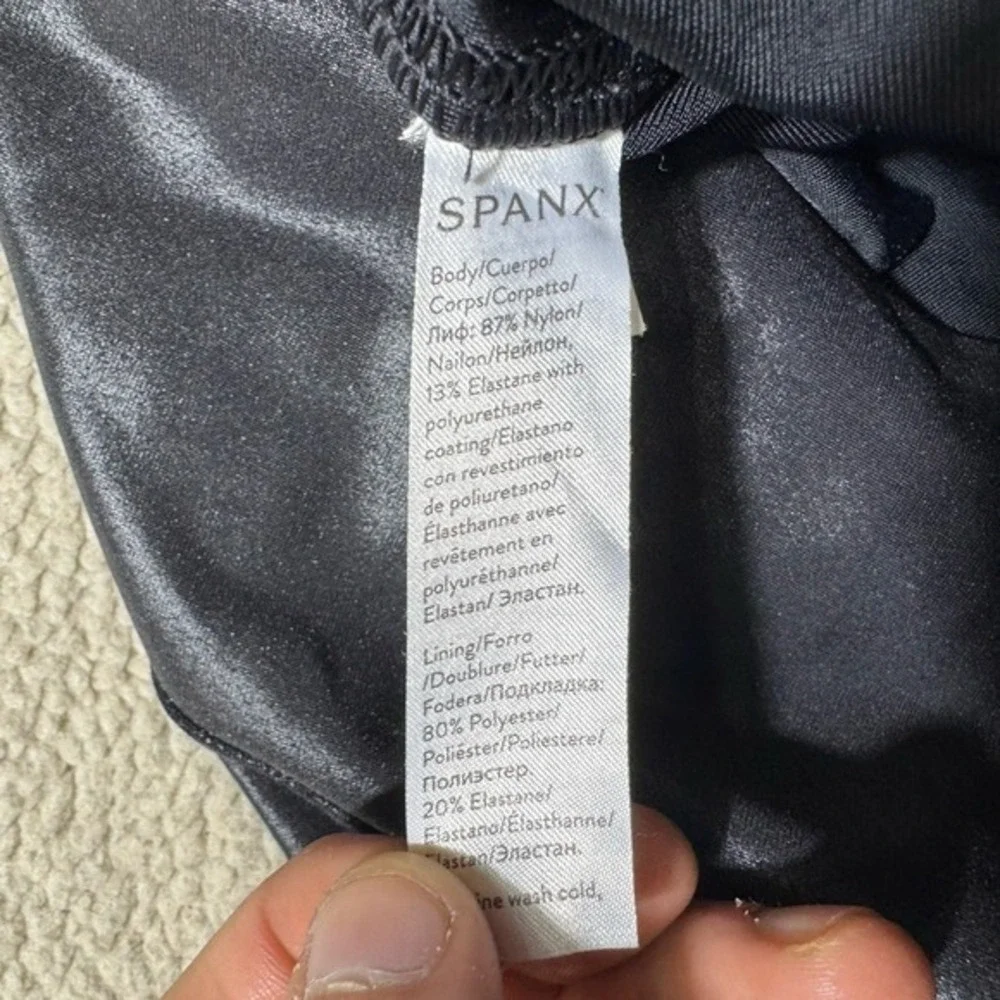 Spanx Leggings Womens Large Black Faux Leather Slimming Edgy Modern Ribbed Ankle